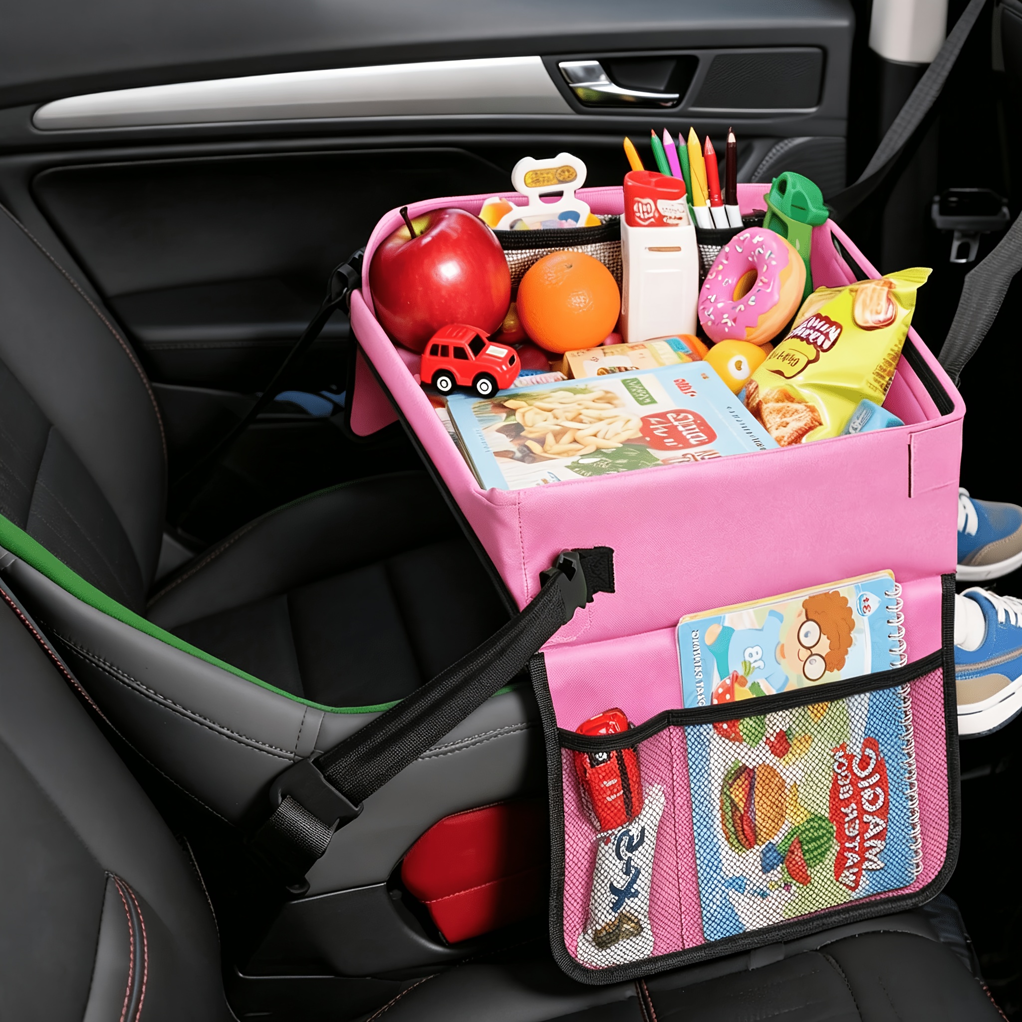 Image of 1pc Lap Tray, Travel Table, Business, Car Organiser, Removable Multifunctional Portable Tray, Adjustable Seat, Car Seat Play With Erasable Drawing Board