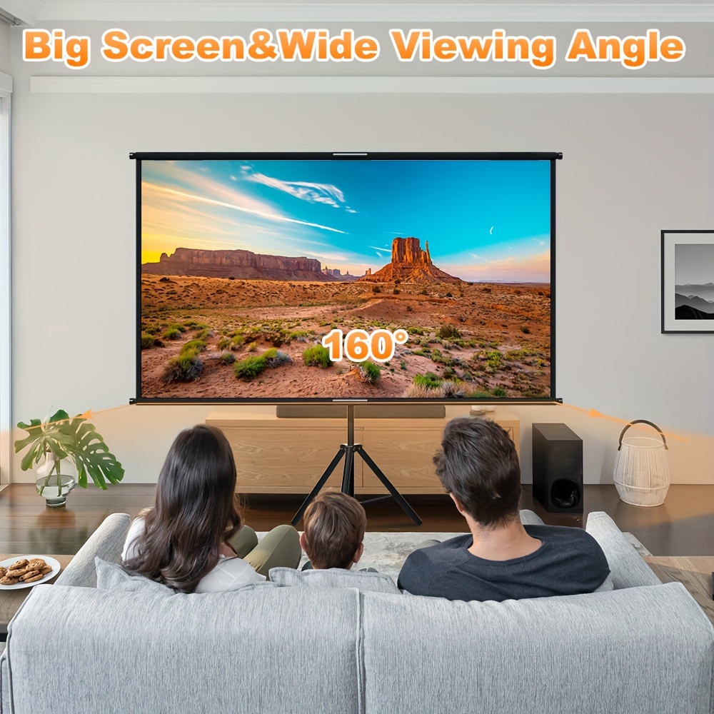   projection screen with bracket 60 72 inch outdoor projector screen 16 9 and tripod stand portable projection screen     on     wall mounted lightweight and compact easy to set up suitable for home theater backyard party office demonstration