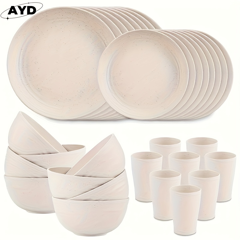 32/16pcs Wheat Straw Large Size Dinnerware Set, Service For 8/4, Kitchen Accessories, Unbreakable Modern Dish Set-Plate/Dessert Plate/Bowl/Cup, Dishwasher And Microwave Safe, Lightweight Tableware, Perfect Camping And Everyday Use, Gifts For Men 8 32/16pcs Wheat Straw Large Size Dinnerware Set, Service For 8/4, Kitchen Accessories, Unbreakable Modern Dish Set-Plate/Dessert Plate/Bowl/Cup, Dishwasher And Microwave Safe, Lightweight Tableware, Perfect Camping And Everyday Use, Gifts For Men - Image 8