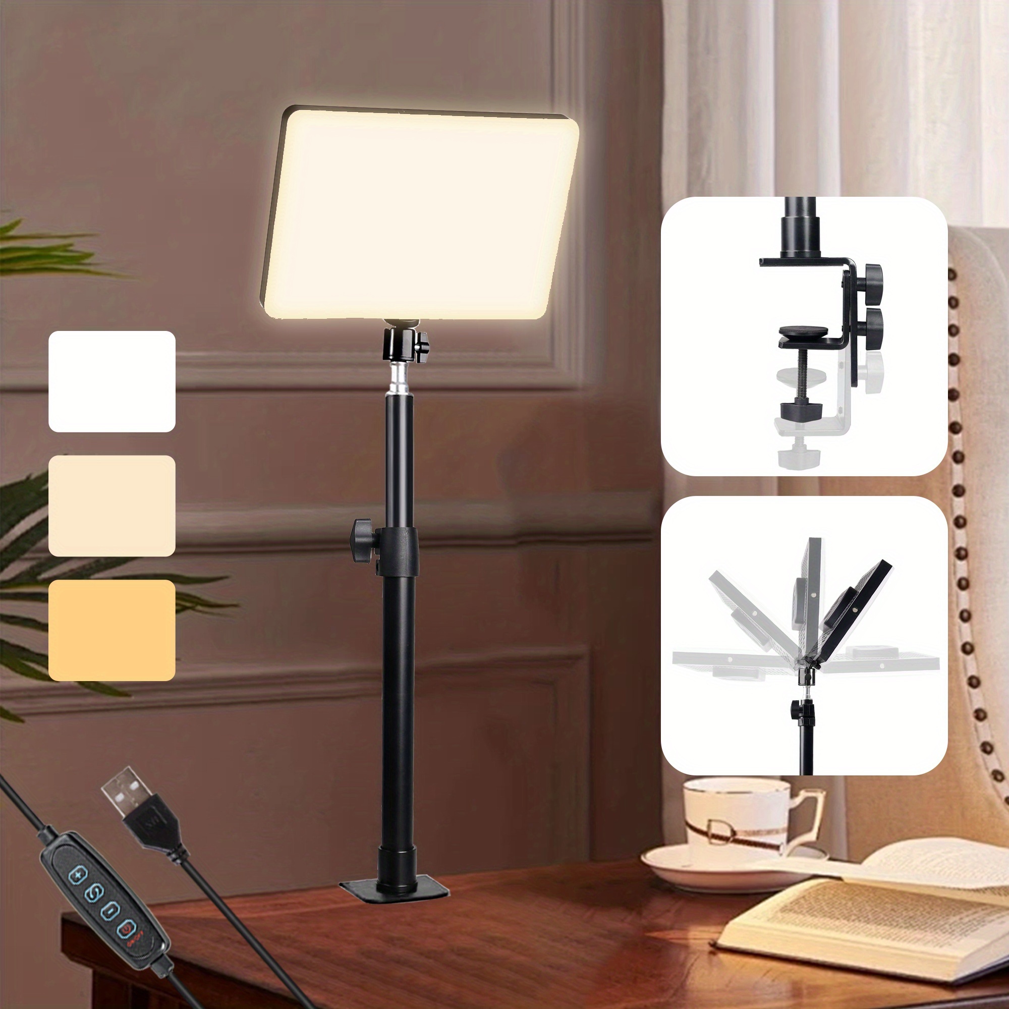 Desk Ring Light, 10" For Desk With Clamp, 360° Rotatable And Flexible Height Full-screen Overhead Ring Light For Video Recording, Live Streaming, Content Creation