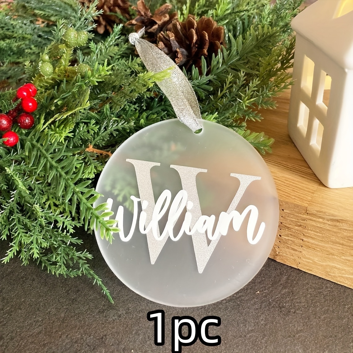 Image of Diy Frosted Acrylic Ornaments - Blank Craft Circles With Holes, Christmas Tree Decorations & Gift Tags, In Packs Of 1/10/30/50