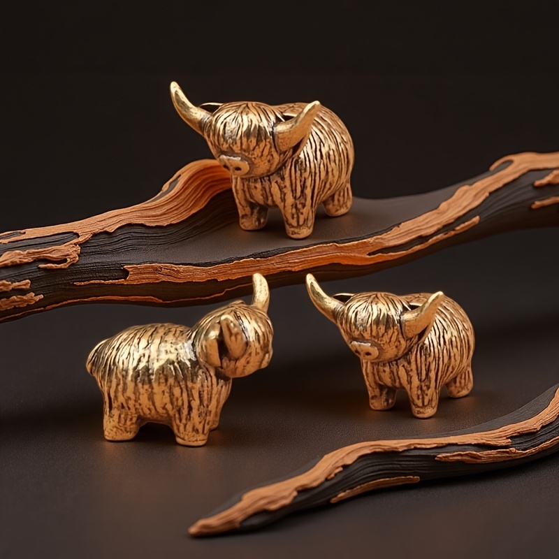 TEMU Item Figurine, 3 Vintage Brass Small Bull Animal Figurines, Tea Table Desktop For Halloween Thanksgiving Christmas Decorations Collectible