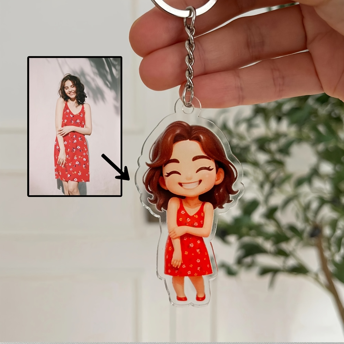 TEMU 1 Porte-clés personnalisé en acrylique version Q, , , souvenir photo de famille personnalisé, cadeau de fête des Mères, cadeau , cadeau
