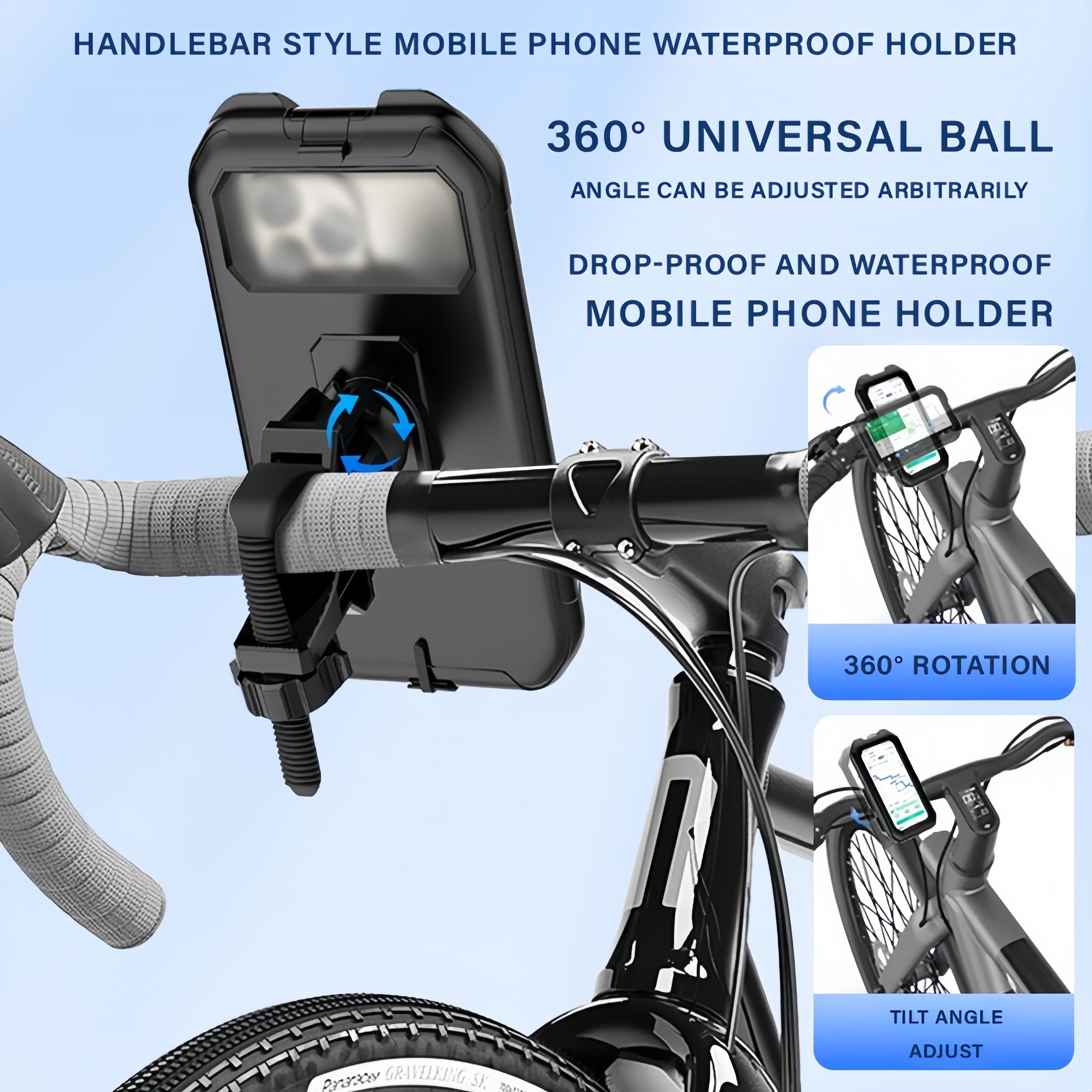 Motorcycle Bicycle Phone Holder Mountain Bike Bicycle Handlebar Four-lock  Motorcycle Holder Shockproof Phone Holder