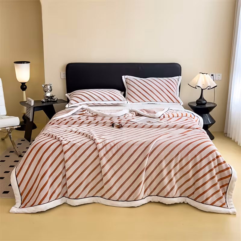 1pc of comfortable beige friendly milk velvet blanket warm bedding for autumn and winter machine washable and outdoor portable suitable for hotel and home use single blanket pillowcase not included winter blanket nautical theme cozy throw durable material velvet fabric warm coverlet snug wrap hotel guests Product details 4