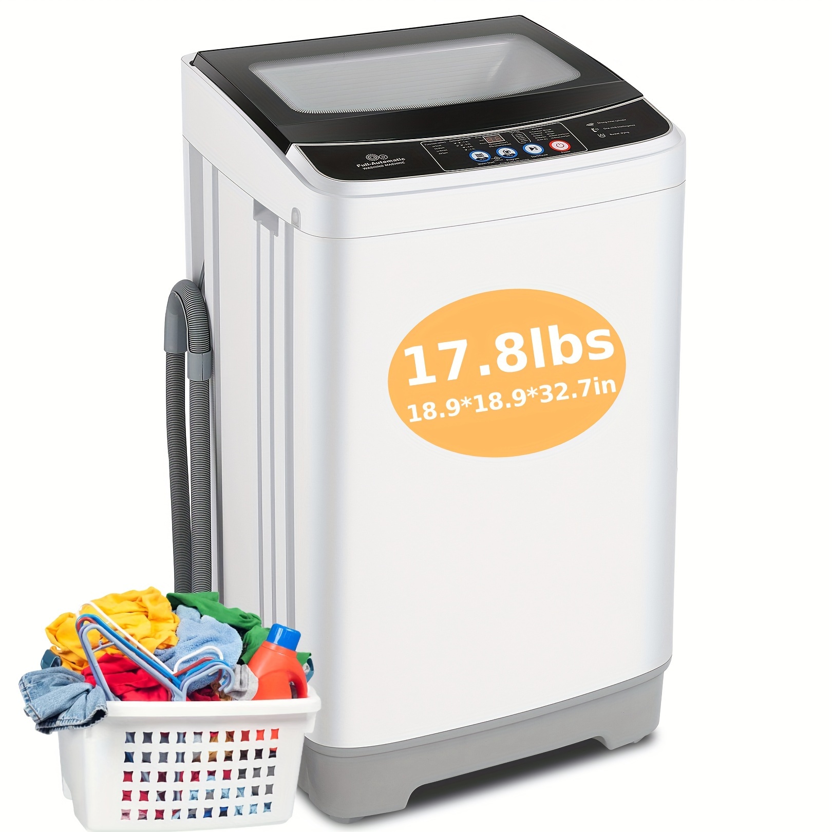 

Portable Washing Machine 17.8 Lbs Portable Washer 2.4 Cu.ft Washer And Dryer Led Display, 10 Programs & 8 , Drain , Saving, For Apartment, , Bathroom, Rvs