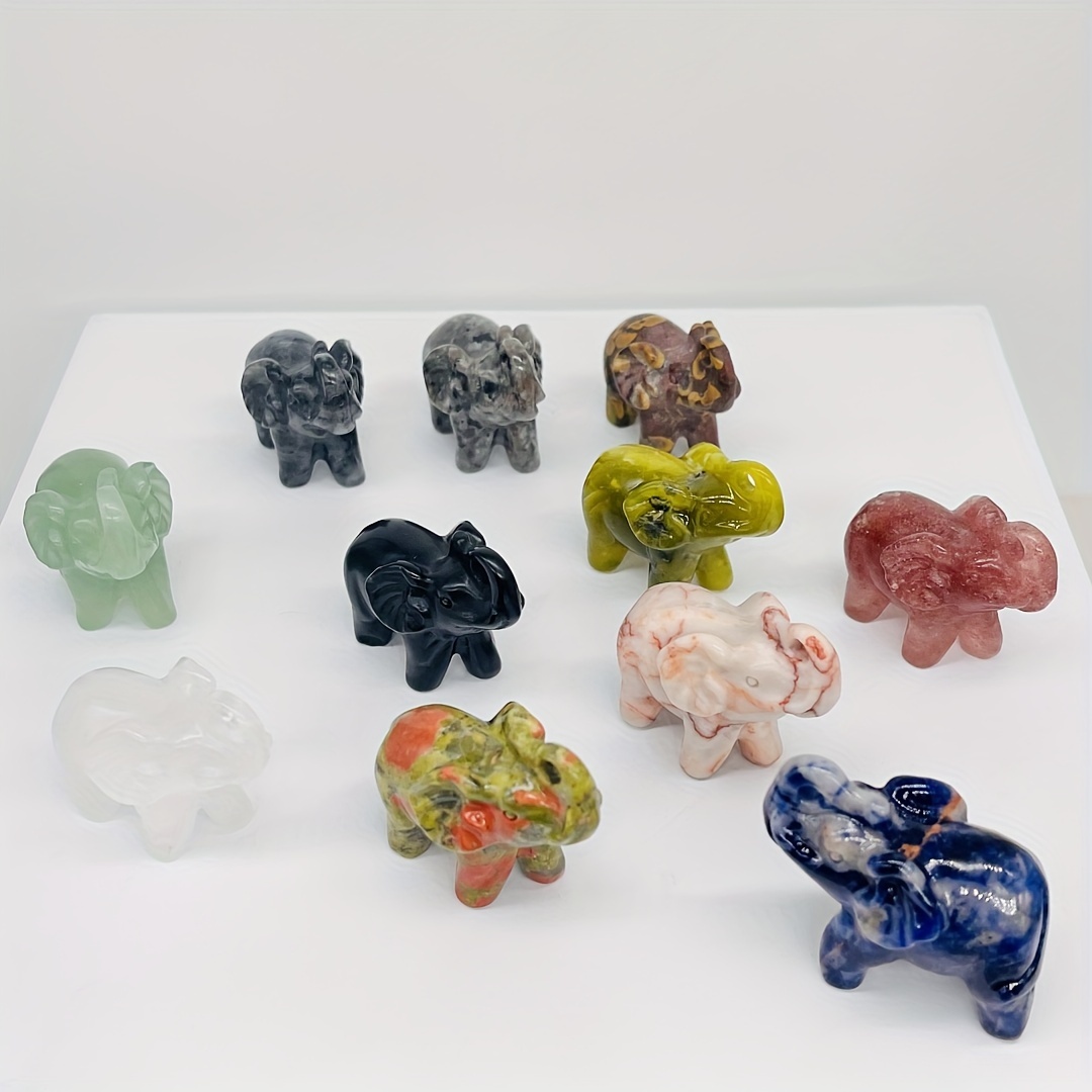 1 шт. 40 мм натуральный кристалл-слиток, вырезанный слон, украшение для дома и офиса, кристальные камни, милый друг-слон, подарок, детали 2