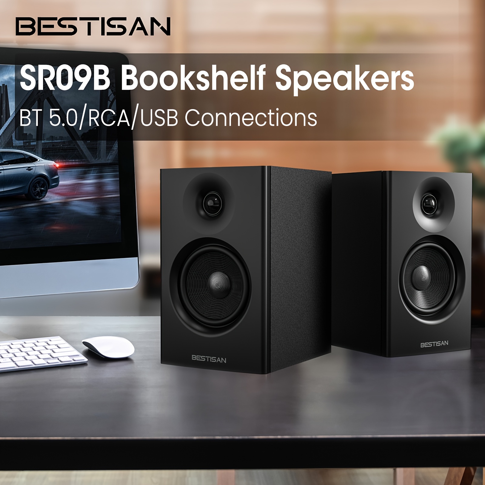 

Bestisan Powered Bt Bookshelf Speakers, 50w Speakers With 4 Inch Woofer For Record Player, Stereo Speakers With Rca/usb In, Subwoofer Connection, Ideal Speakers For Turntable, Pc And Tv