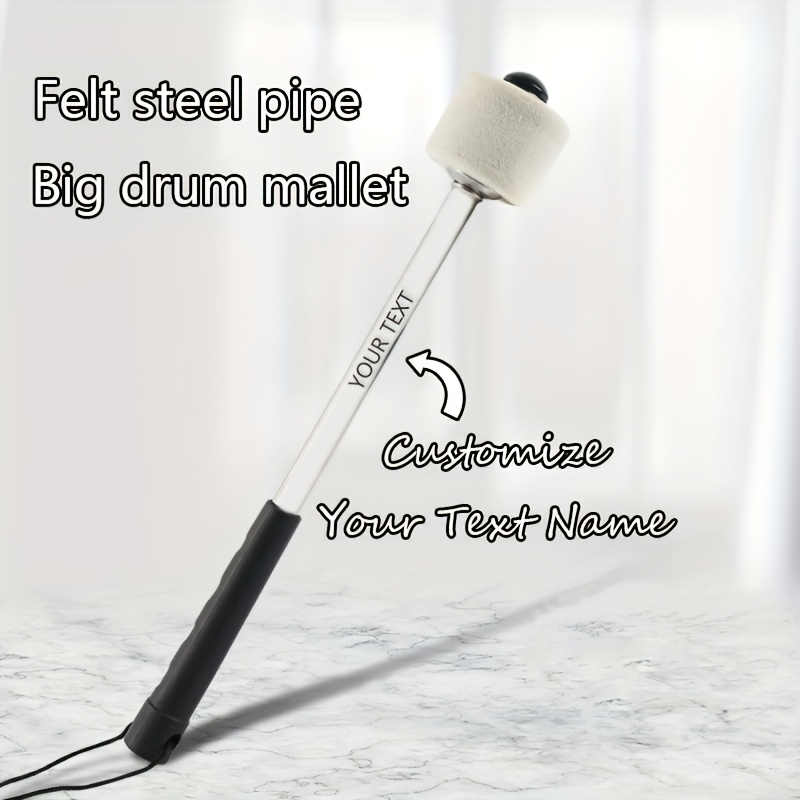 TEMU [customized] Large Drum Stainless Steel Drum Sticks Metal Rod Felt Head Drumsticks Percussion Instrument Additions