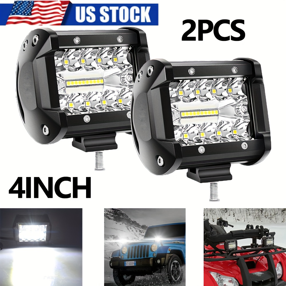 TEMU 2 Pack Of 72w 4-inch High-lumen Led Light Strips, Designed For Off-road Vehicle Lighting. Suitable For Trucks, Jeeps, Vehicles, Off-road Vehicles And Sport Utility Vehicles.