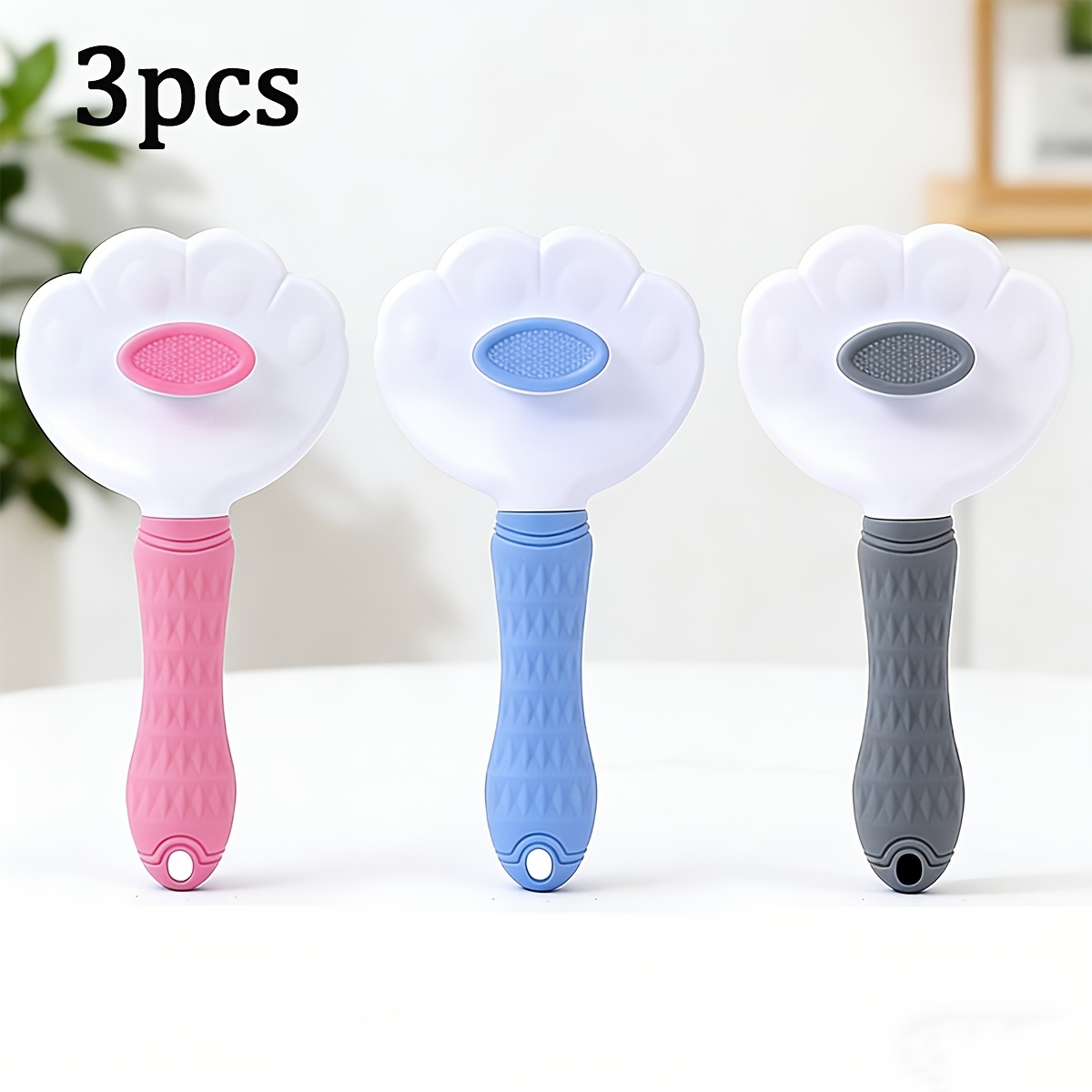 3pcs   pet grooming brush set 1 button self cleaning comb   deshedding tool for loose hair and massage Product details 5