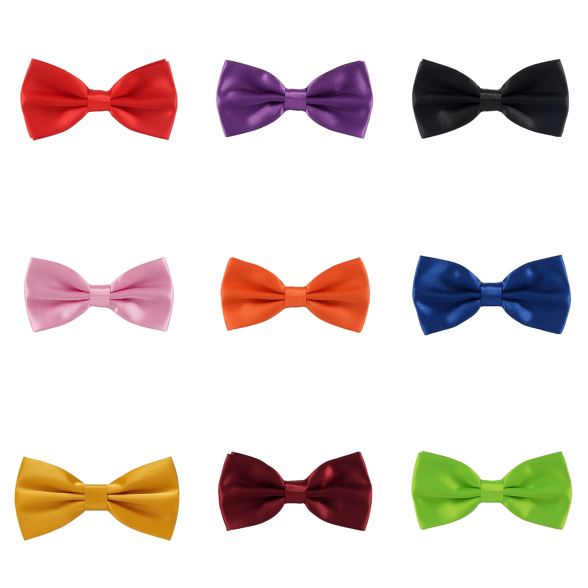 

Set Of 9 Solid Color Bow Ties For Men - Polyester Fabric, Hand Washable, Ideal For Performances, Parties, Weddings, , Choirs - Woven Bow Tie Collection