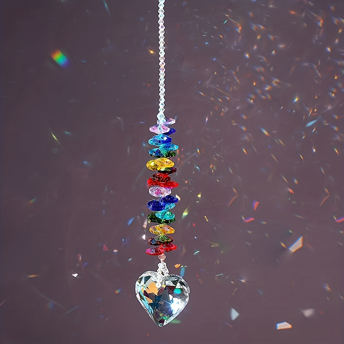 TEMU 1pc, Crystal Heart Sun Catcher Pendant - Beautiful Prism Ball Hanging Ornament For Garden And Window Decoration