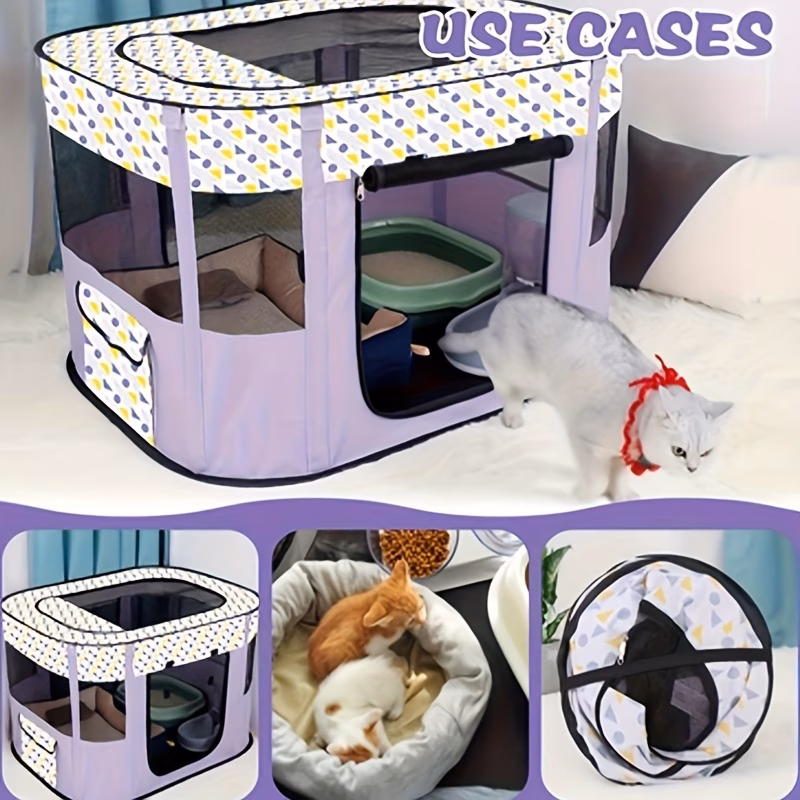 1 playpen pen foldable puppy cat playpen portable exercise kennel tent crate dog house with storage bag portable pens for puppies cat rabbit chicks foldable exercise play tent kennel crate indoor outdoor travel camping Product details 1