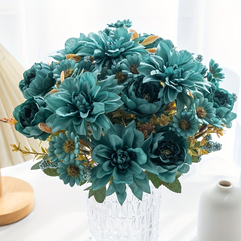 

1/3pcs Artificial Dahlia & Peony Flower Bouquets, Plastic For Birthday Parties, Home Living Room, Bedroom Vase Decor, Outdoor Garden, Window Sill, Wedding Bridal Bouquet