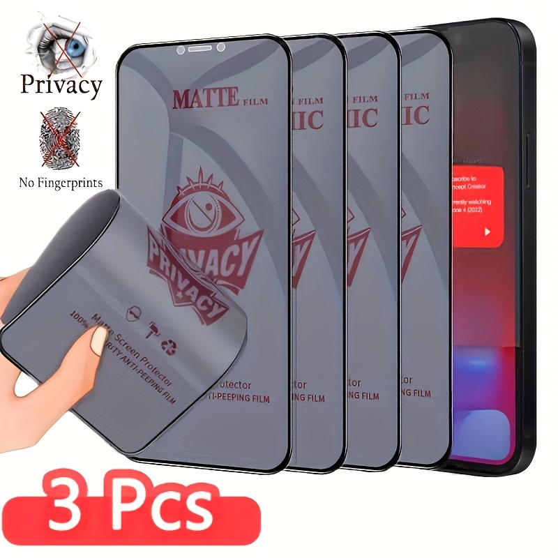 

3pcs Matte Privacy Screen Protectors For , 14, 13, 12, 11 Pro Max, Mini, Xr, X, Xs Max, 7, 8 Plus, Se - Anti-spy Soft Tempered Glass With Ceramic-like Material, & Recycling Symbols Design