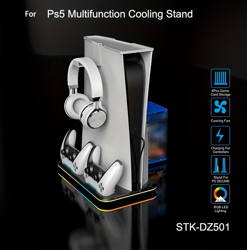 multifunctional dual charger dock with cooling fan suitable for ps5 consolenot for ps5 slim console details 0