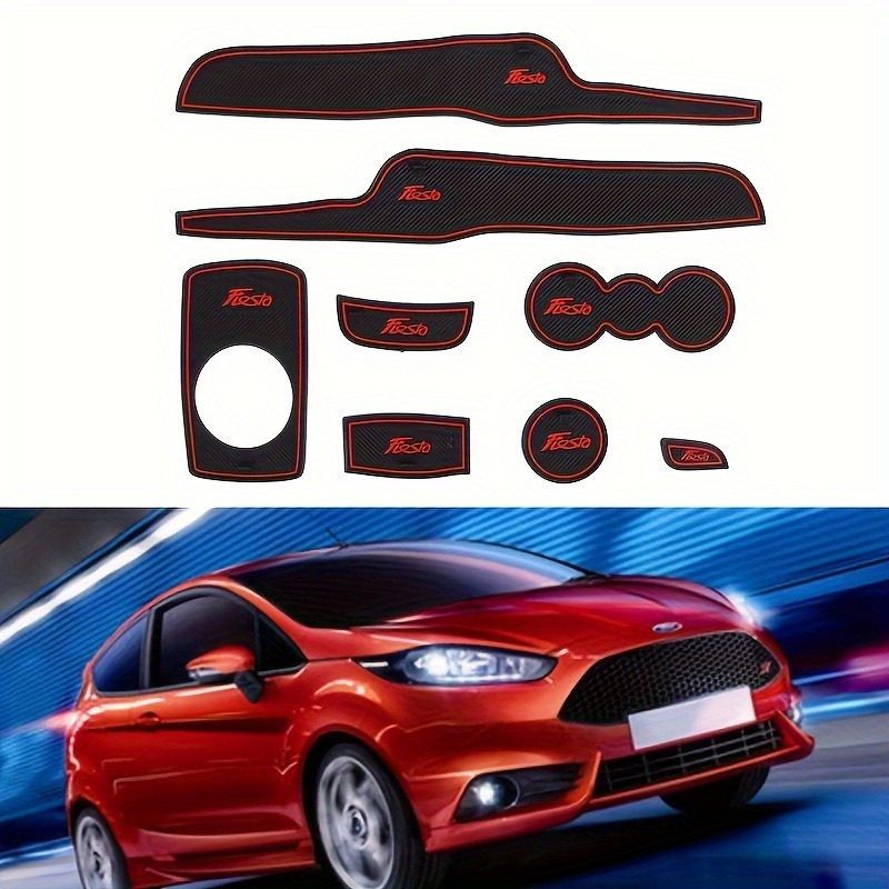 

For Ford Fiesta (2009-2014) Interior Car Accessories Set, Pvc Door Slot Mat, Cup Holder Mat, Storage Box Mat, Non-slip Car Interior Floor Mats, For Ford Fiesta Models