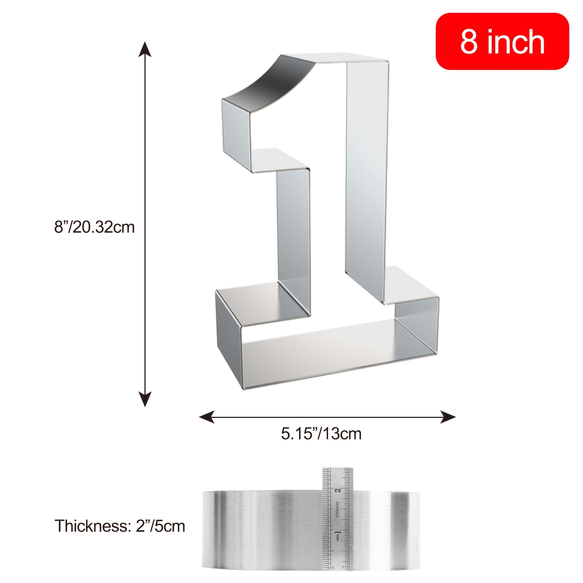 Digital Stainless Steel Biscuit Cake Pan, Cake Decoration, Fondant Cookie Cutter Baking Tools - 8 Inch