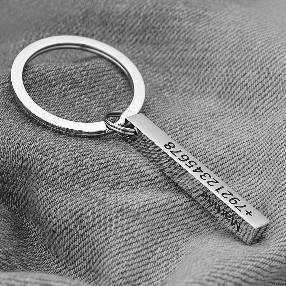 item picture personalized keychain stainless steel 4 sided engraving with text name date logo number custom ring for fathers day mothers day boyfriend girlfriend love gift p039