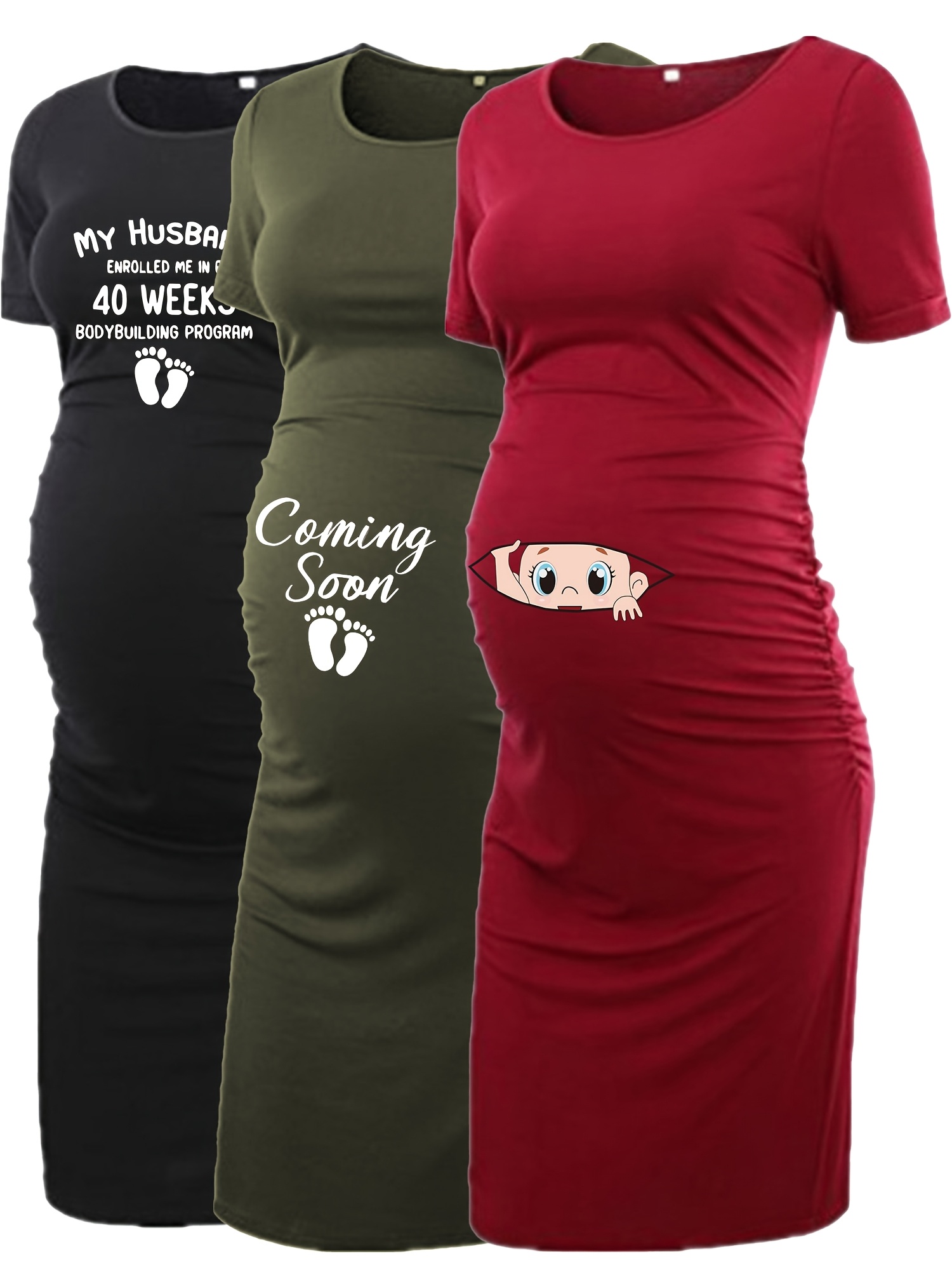 3pcs set letter print maternity dress maternity - Temu Bahrain