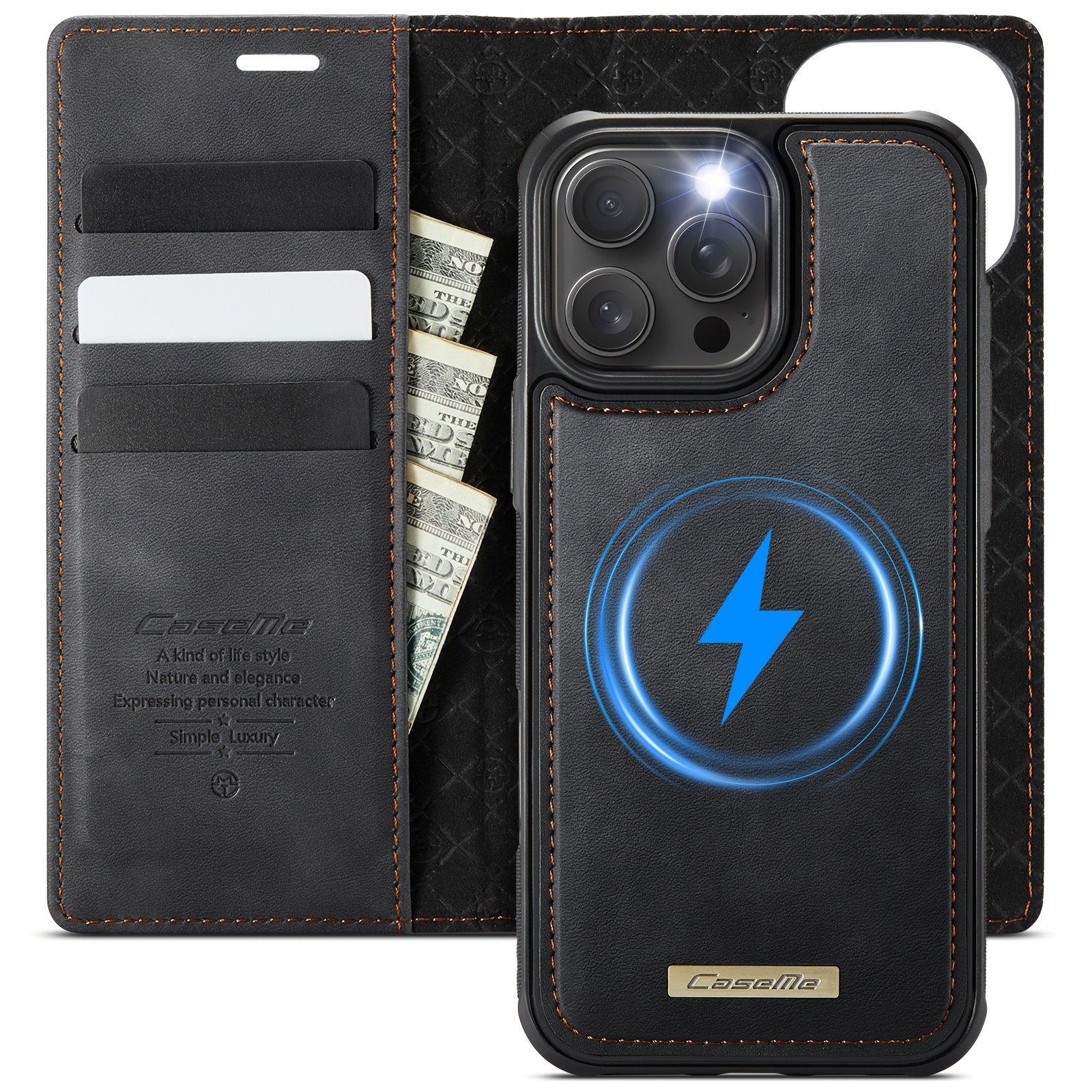 TEMU Phone Case: 2-in-1 Premium Texture Men's And Women's Wallet Card Holder Slot Stand Cute Synthetic Leather Phone Case, Suitable For Iphone 16 15