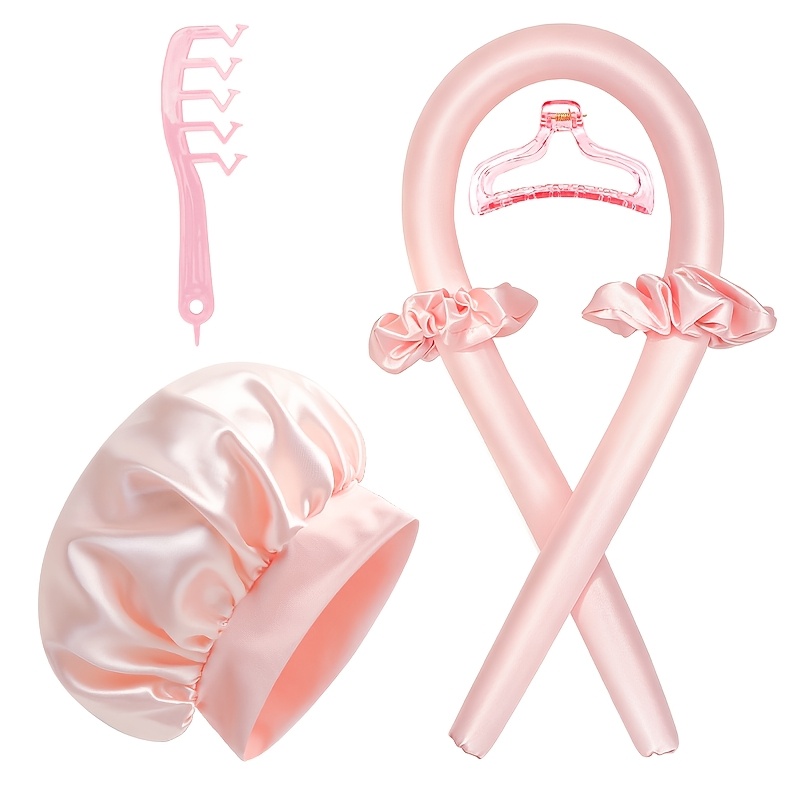 TEMU 6 pièces Kit Fer à Boucler Chaleur et Bonnet de Nuit en Satin pour Femmes