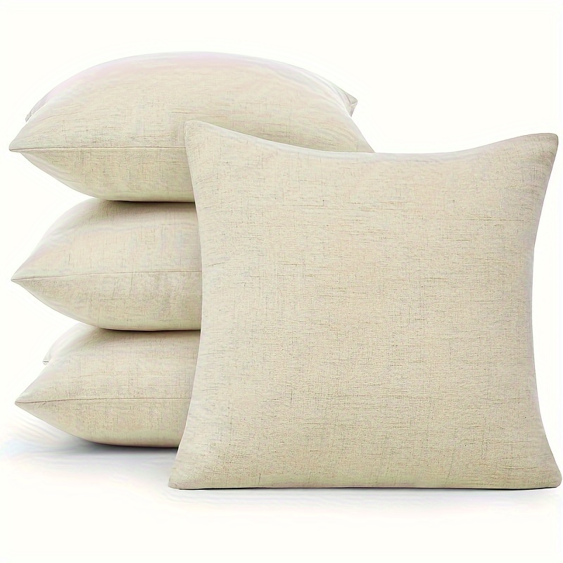 E-shop Set aus 4 Leinen-Kissenbezügen für den Außenbereich, 18x18 Zoll 20x20 Zoll Kissenbezüge, DIY-Kissenbezüge für Sofabett, ohne Kissenfüllung,