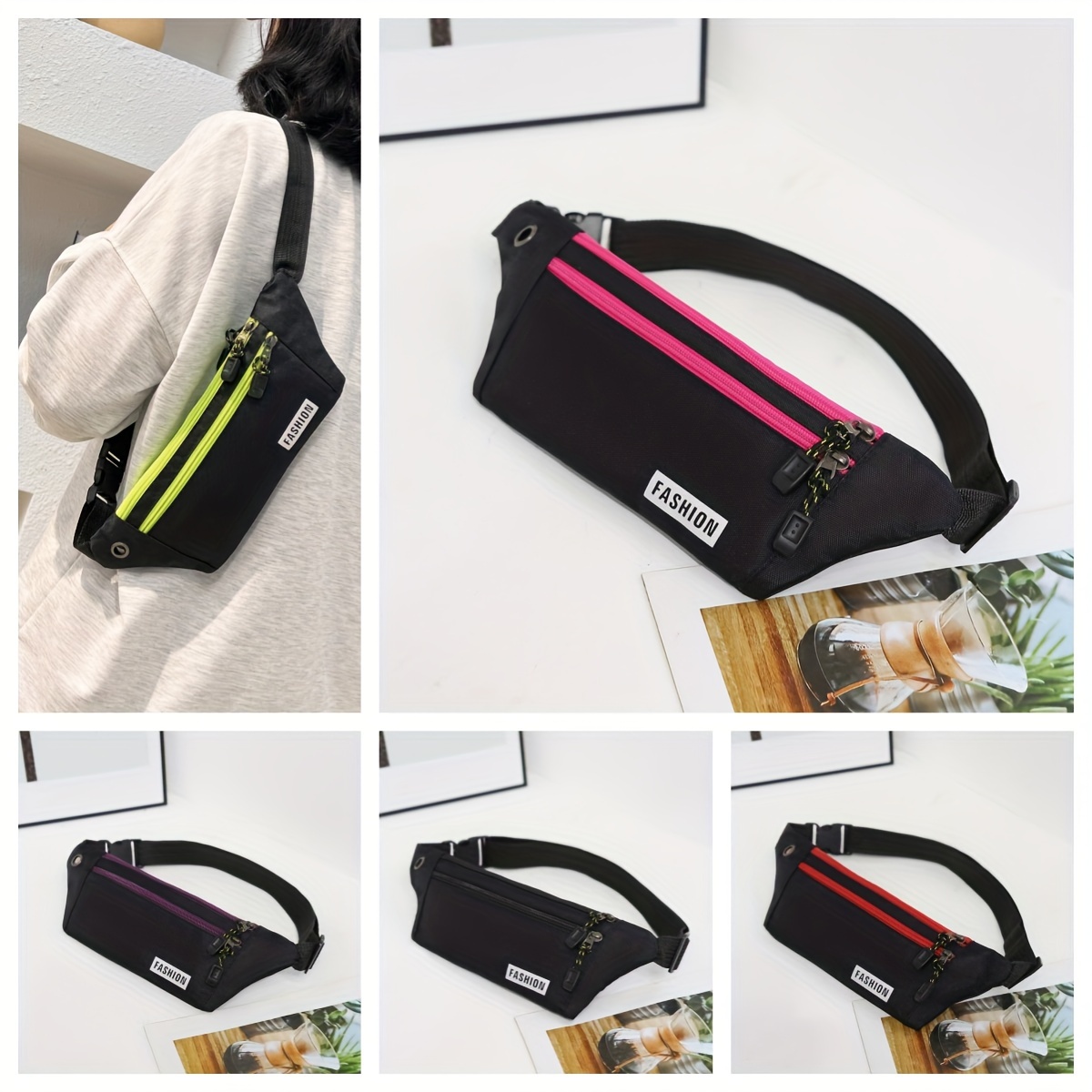 

Trendy And Street Style Chest Sling Bag For Hanging Out & Cycling & Skateboard, Portable Colorful Zipper Single Shoulder Bag For Men And Women