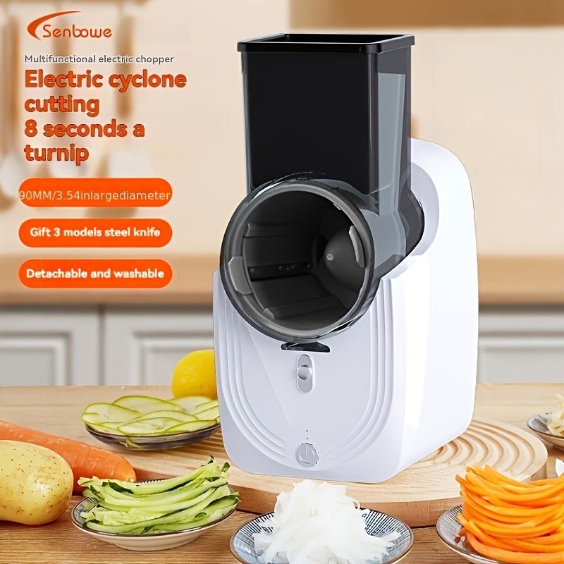 Tocător de carne, feliator de legume, robot de bucătărie versatil, râșniță reîncărcabilă pentru brânză, feliator rotativ, operare cu un singur buton, capabil să tocească legume și să răzuiască brânză, ideal pentru bucătăriile de acasă