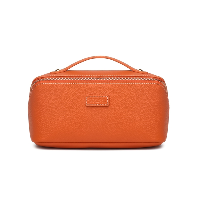 Image of Genuine Leather High Makeup Organizer Bag - Large Capacity High Quality Toiletry Case Suitable For Travel, Daily Use & Genuine Leather Cosmetic Storage ()