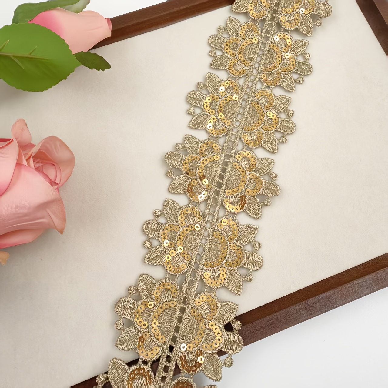 Golden Sequin Lace DIY Decoration for Garment Accessories