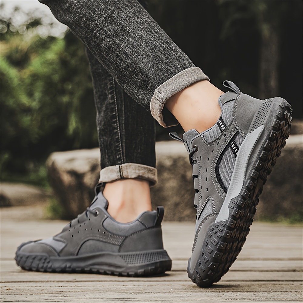Men's New Fashion Trend Sneakers with Comfortable and Soft Inner Lining for Foot Protection, Upper with Lace-Up Design, Wear-Resistant Sole, Comfortable and Durable, Suitable for Outdoor Mountain Climbing, Work, Sports, and Casual Wear