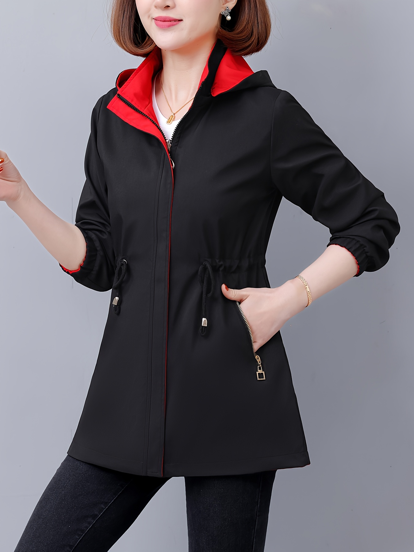 Chamarra elegante y moderna de longitud media, disponible en varios colores - Imagen 4