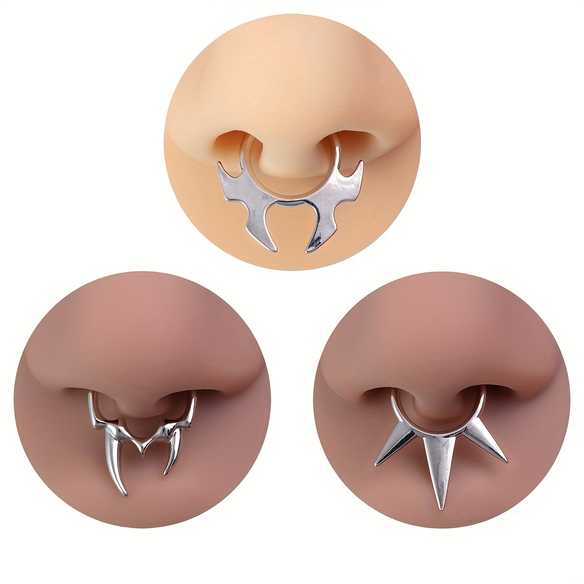 Unisex 2/3pcs Stainless Steel Horseshoe Nose Ring Set