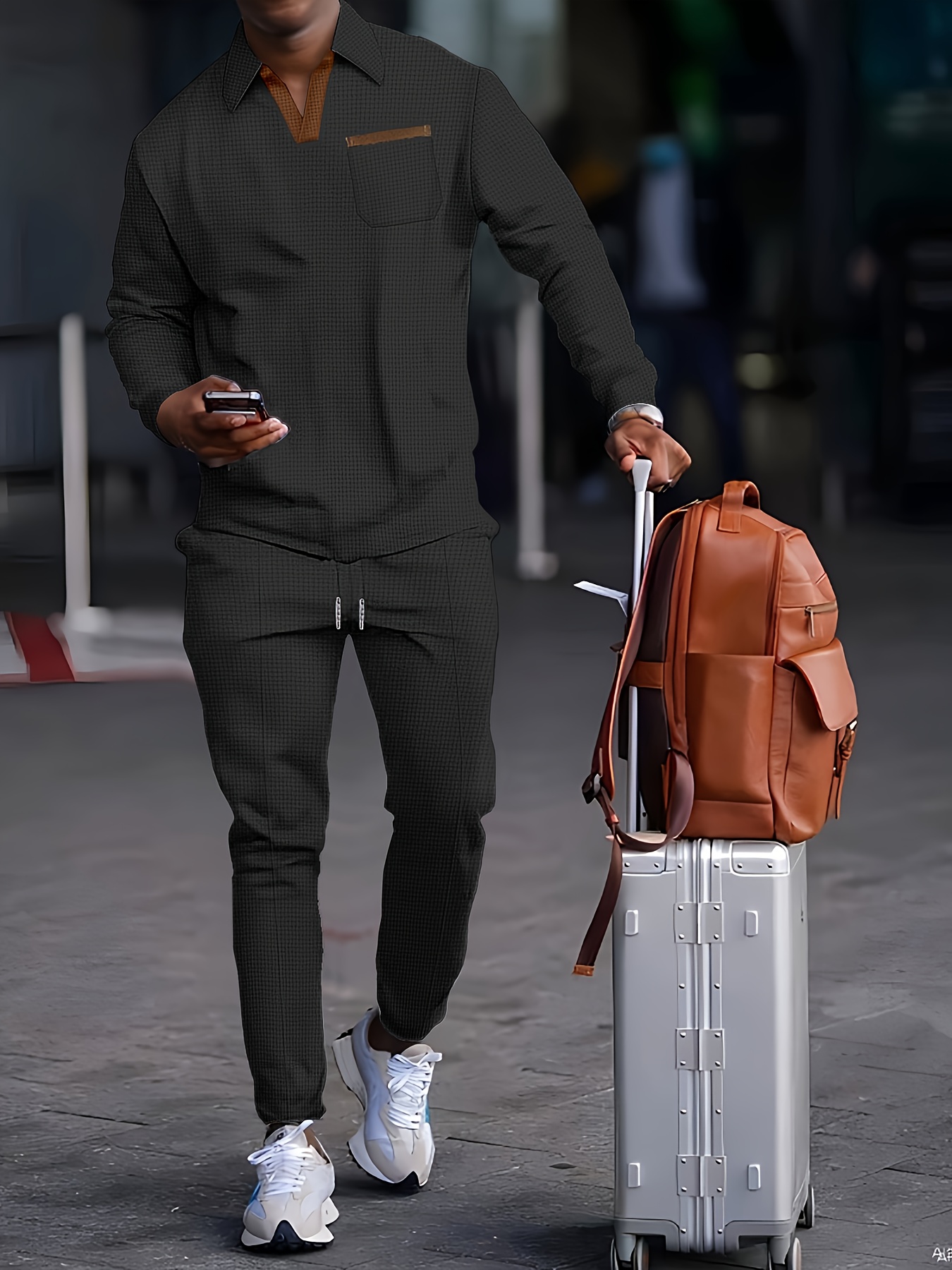 conjunto casual hombre top larga Temu Peru