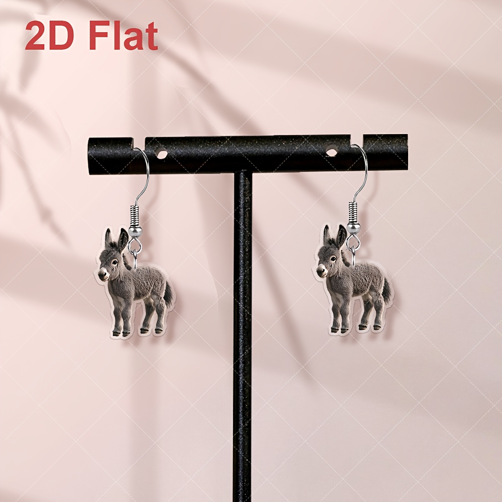 TEMU 2d Flat, 1 Pair Of Schnauzer Earrings, Double-sided Printing, Simple , Women's Party Fashion Accessories, Animal Pendants, Charm Jewelry Gift, 2d Flat