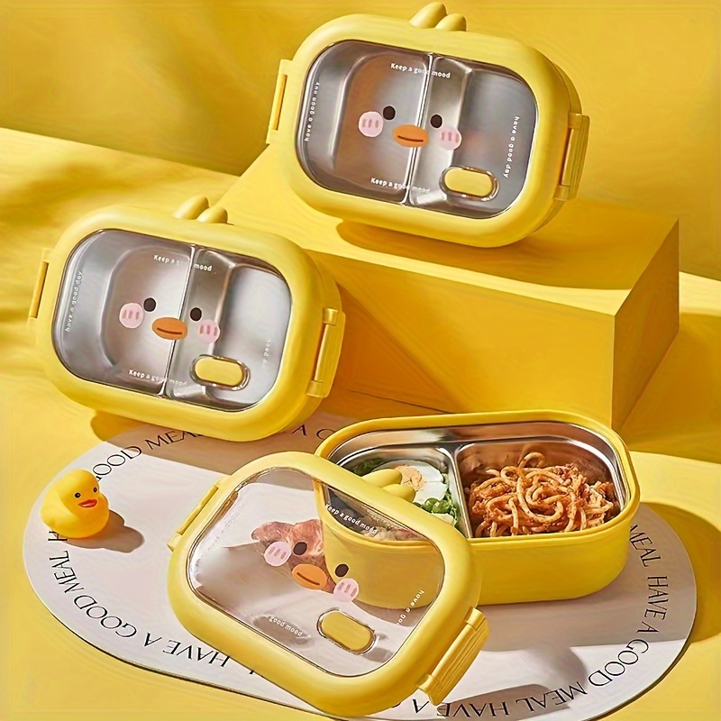 

1pc, Kawaii Bento Lunch Box, Stainless Steel Vaisselle De Lux Interior, Leak-proof, Thermal Insulation, Cute Design
