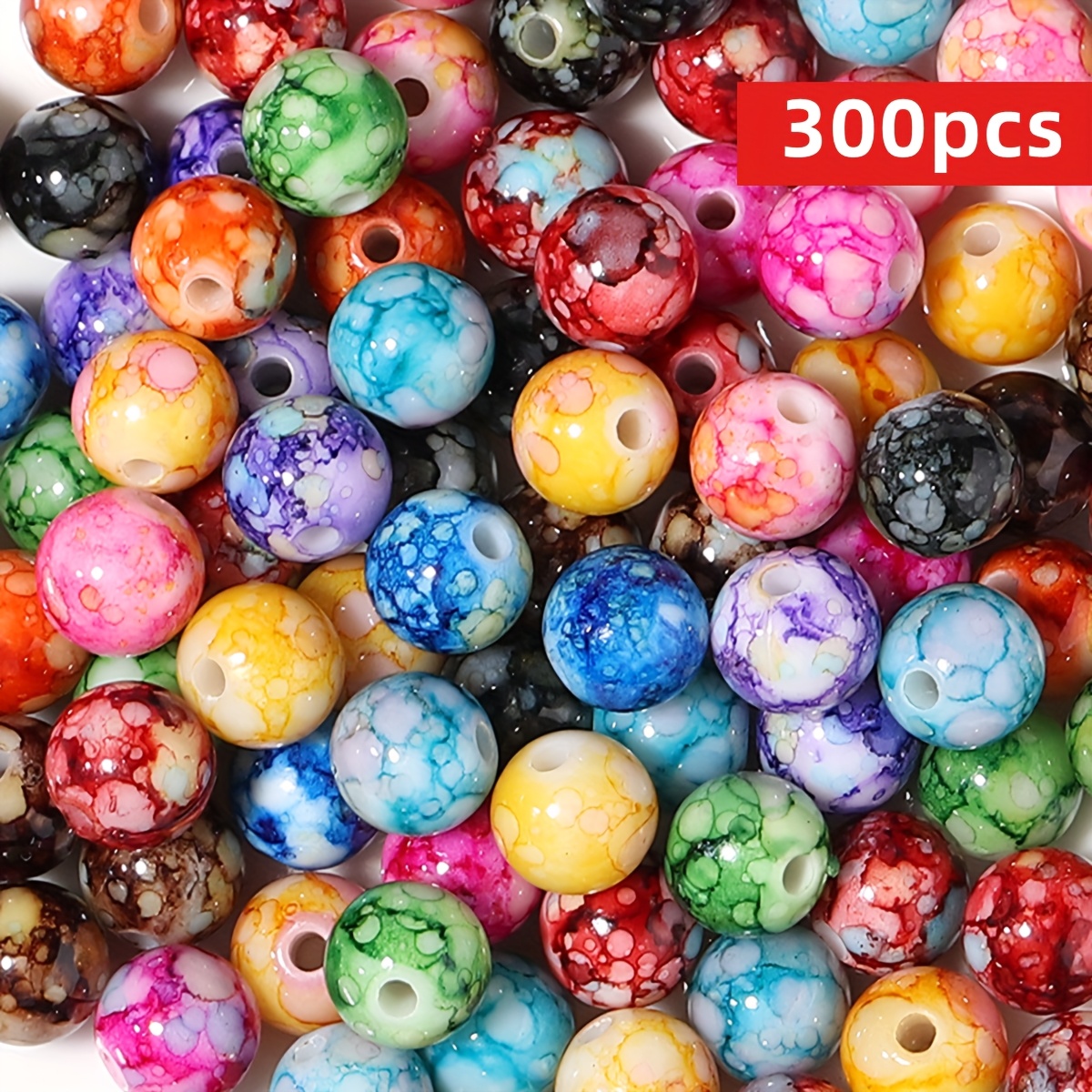 E-shop 8mm 300/150 Stück Acrylperlen Lose Spacer-Perlen für Schmuckherstellung Handgemachte DIY Perlenarmband Ohrringe