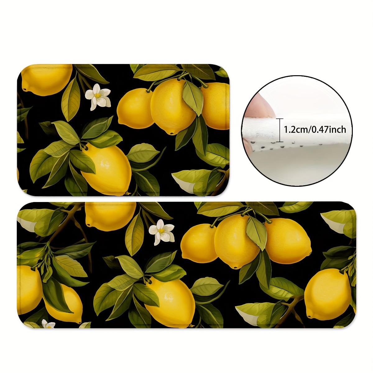 

1/2pcs, Lemons Kitchen Rugs, Non Slip Washable Thicken Kitchen Mat, Kitchen Carpet Rugs For Kitchen Floor, Kitchen Mats For Floor Kitchen Rugs Non Slip Kitchen Runner Rug, Home Decor, Room Decor