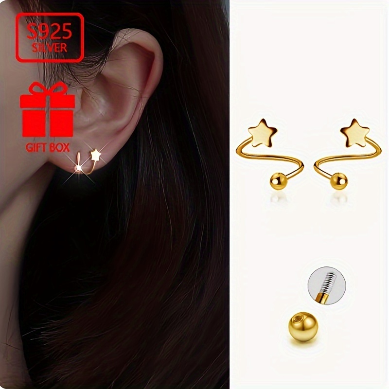 

Total Weight About 1g 2pcs Women' Ear 925 Pure Silvery Love Earrings Women' Ear Suitable For Daily Commuting, Travel, Activities And Parties, Vana