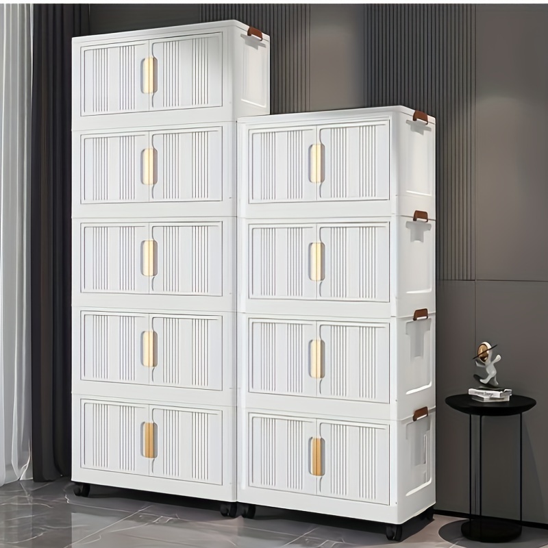 Armadio Pieghevole Plastica 3 Scatole 75L Con Ruote - Organizzazione Cameretta E Casa - Foto 4