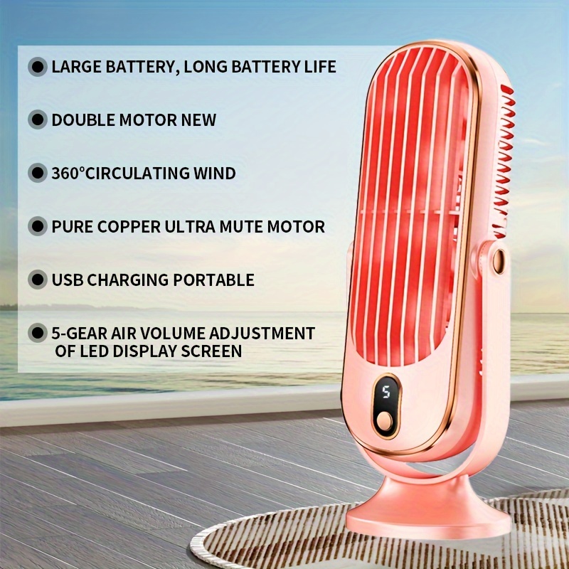 large battery dual motor portable fan household small air cooler 5   cooling fan 720 surround hair dryer portable usb fan for   camping outdoor rv christmas and valentines day gifts details 7