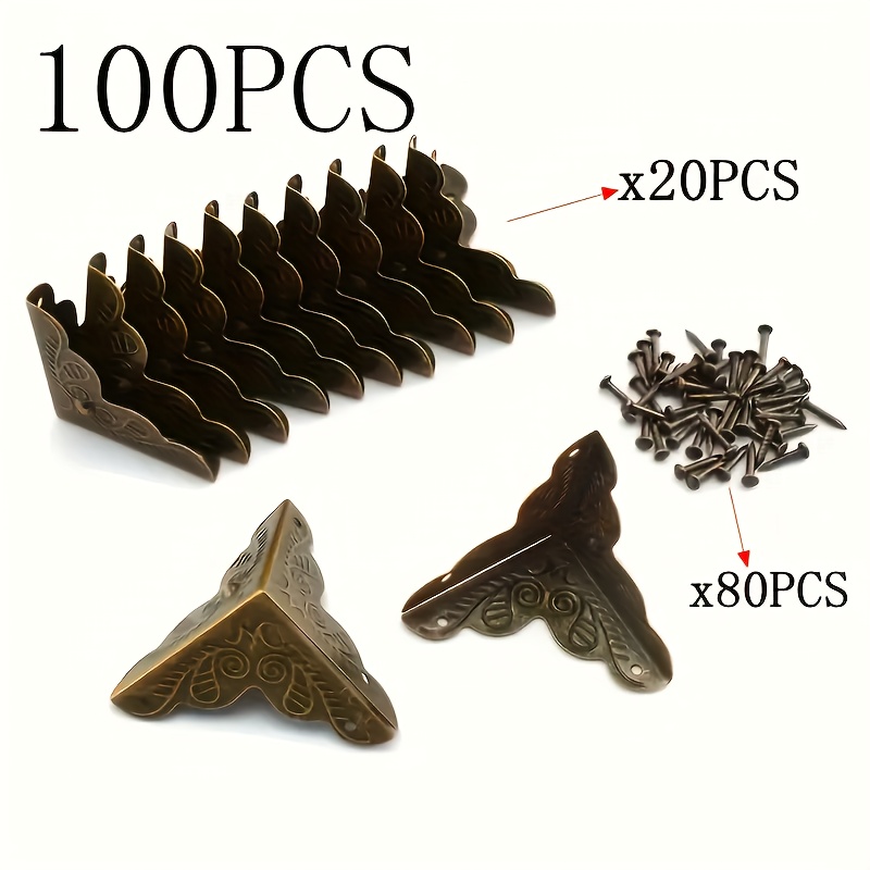 TEMU 100pcs Set Of Antique Bronze Metal Corner Protectors, Suitable For Boxes, Furniture, Shelves, Tables - Elegant Corner Protectors For Home And