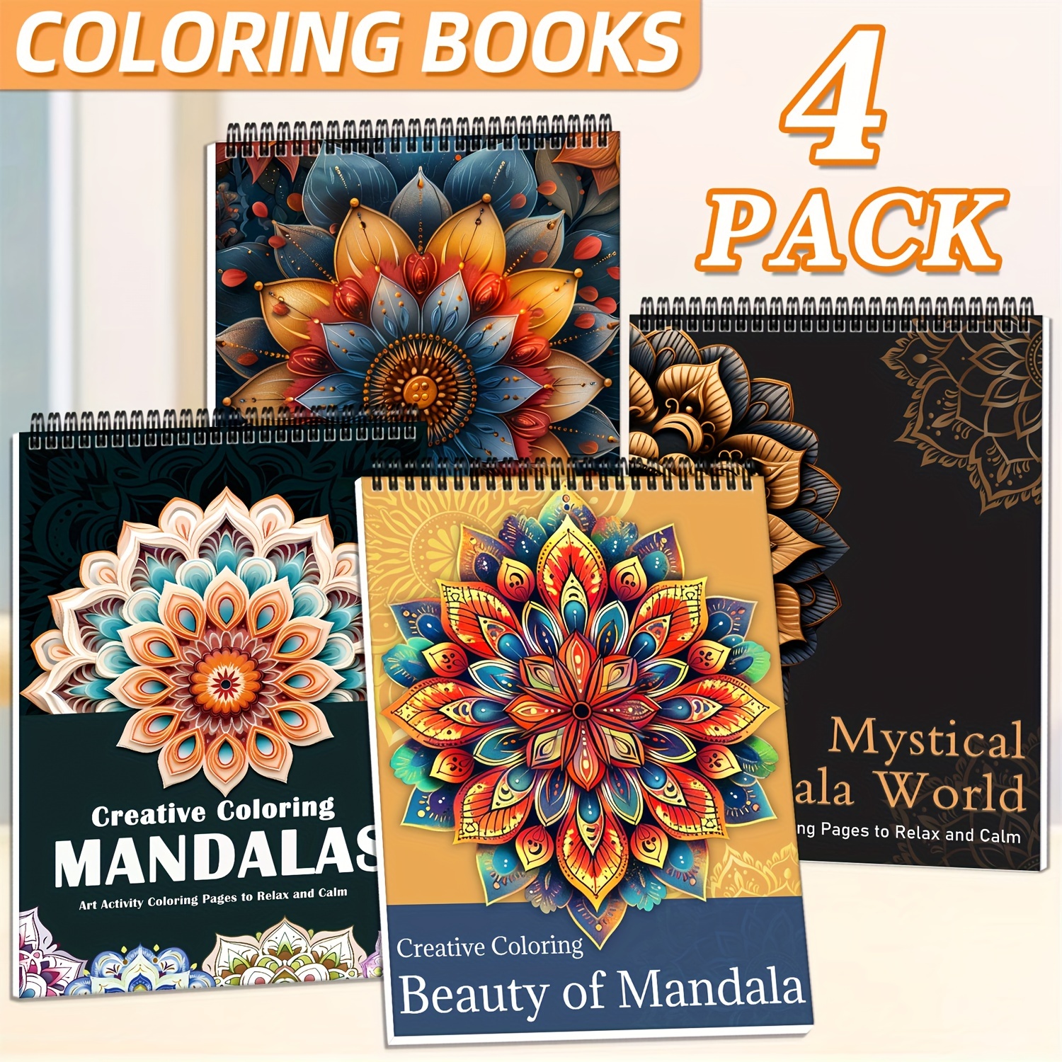 

4pcs Mandala Coloring Book Set For Adults & Teens - 102 Relax Designs, Spiral Bound High-quality Pages - Art Relax Drawing Books For , Mindfulness & - Ideal Gift For Women, Holidays & Birthdays