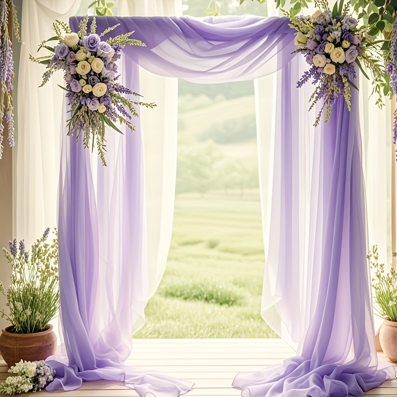 E-shop Eleganter Lavendel Hochzeitsbogen Drapierstoff - 26.2ft x Durchsichtiger Hintergrundvorhang für Zeremonie & Partydekoration, für Weihnachten,