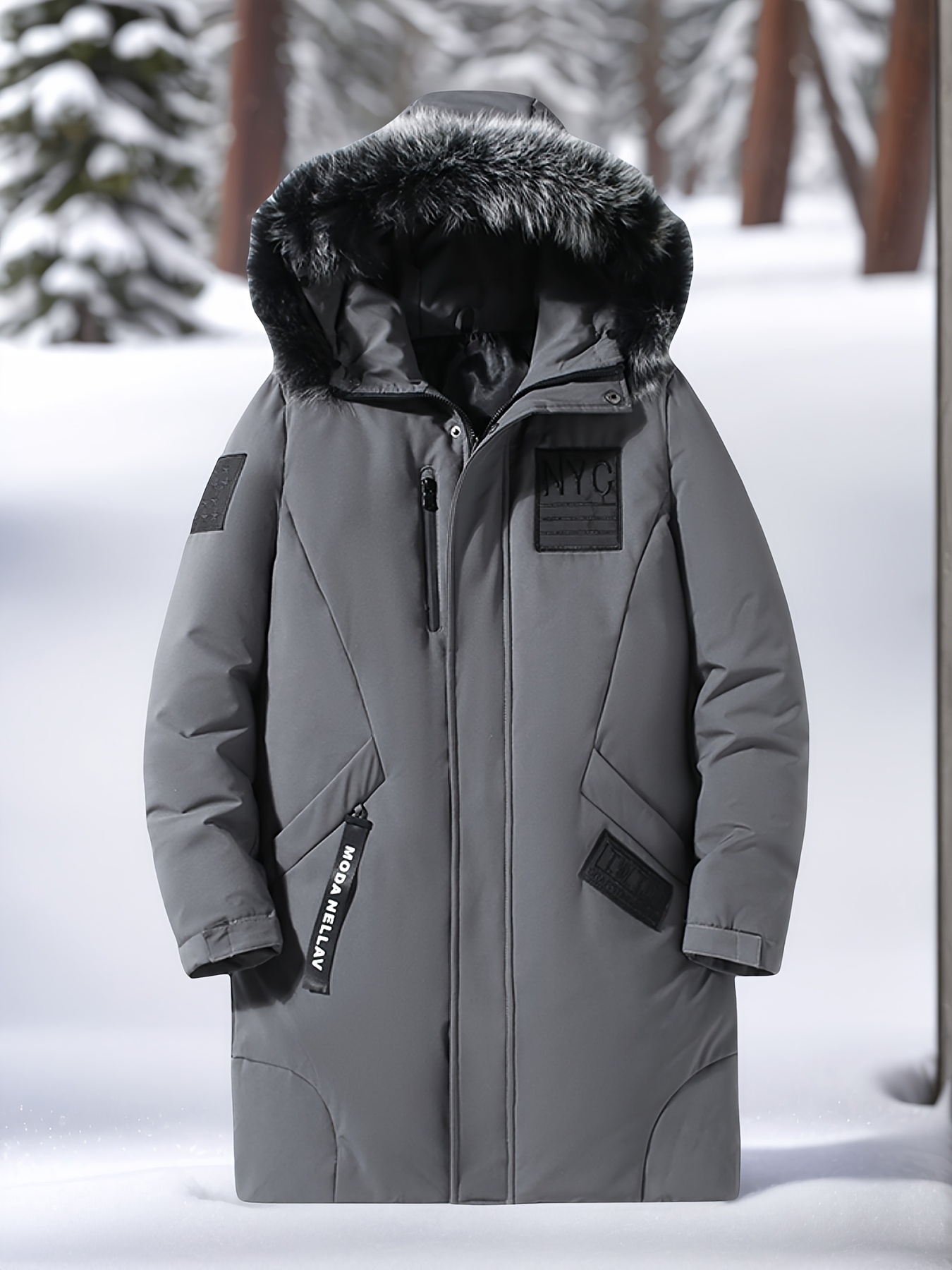 Men's Heavyweight Hooded Long Down Jacket for Winter