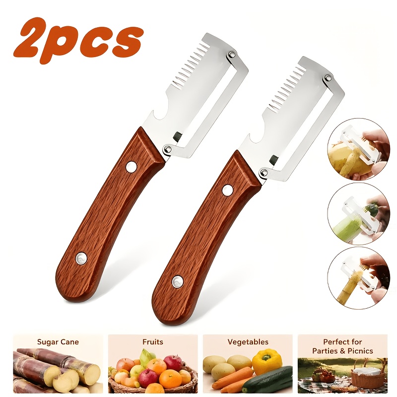 TEMU 2pcs Heavy-duty Stainless Steel Peelers And Slicers With Wooden Handles And Thickened Blade Design, Suitable For A Of Fruits And Vegetables.