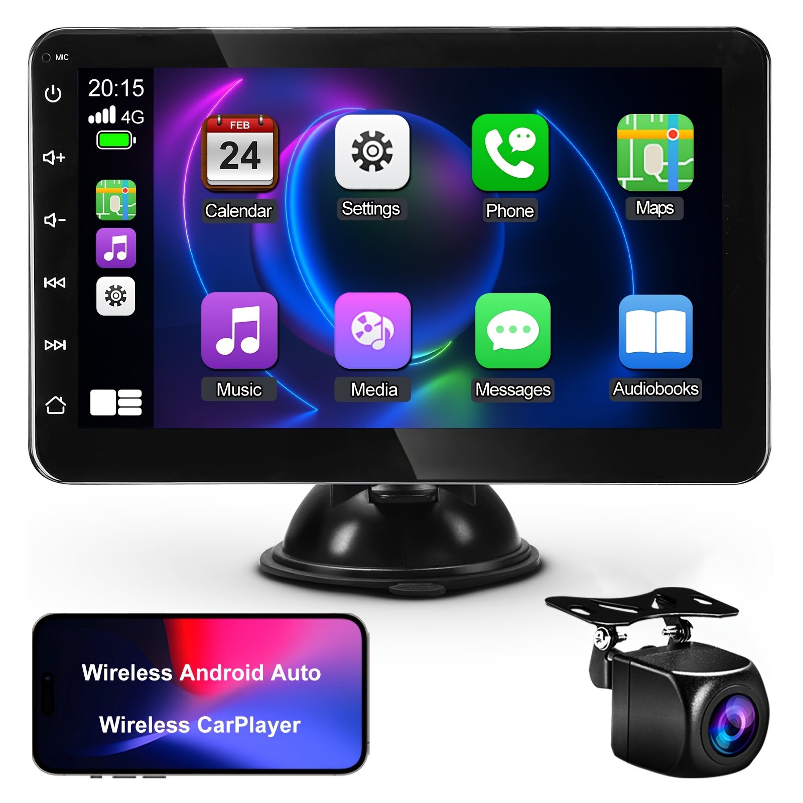 

7" Portable Wireless Car Stereo, Auto, Fhd Touch Screen, Rear Camera, Navigation, Fm Tuner, High-quality Stereo Audio , Voice Control