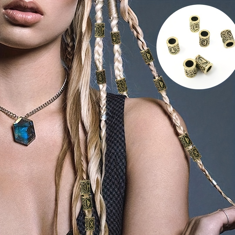 24 шт. сплавные бусины с викингскими руническими символами для скрывания длинных волос на браслетах, ожерельях или аксессуарах для головы (24 типа) мужские украшения в нордическом стиле подробные сведения 0